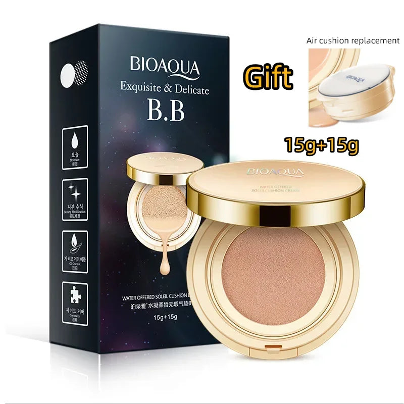 Base Air Cushion BB Cream – Alta Cobertura, Efeito Natural, Toque Coreano